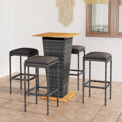 vidaXL Patio Bar Set Seating 3/5/9 Piece Black/Gray 23.6"/31.5" Table Length-0