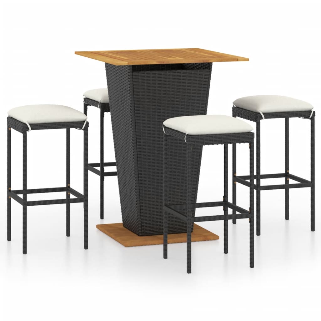 vidaXL Patio Bar Set Seating 3/5/9 Piece Black/Gray 23.6"/31.5" Table Length-5