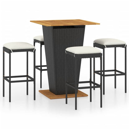 vidaXL Patio Bar Set Seating 3/5/9 Piece Black/Gray 23.6"/31.5" Table Length-5