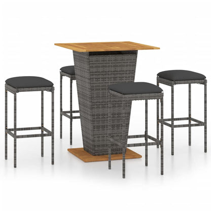 vidaXL Patio Bar Set Seating 3/5/9 Piece Black/Gray 23.6"/31.5" Table Length-9