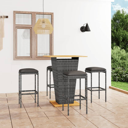vidaXL Patio Bar Set Seating 3/5/9 Piece Black/Gray 23.6"/31.5" Table Length-4