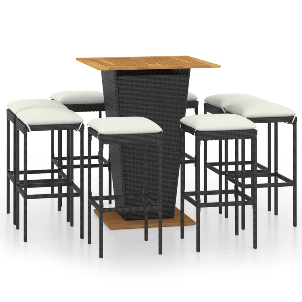 vidaXL Patio Bar Set Seating 3/5/9 Piece Black/Gray 23.6"/31.5" Table Length-7