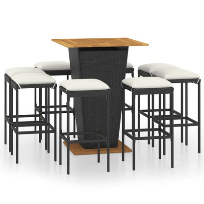vidaXL Patio Bar Set Seating 3/5/9 Piece Black/Gray 23.6"/31.5" Table Length-7