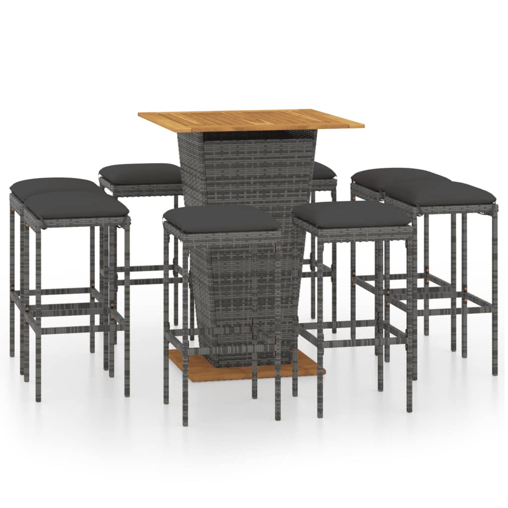 vidaXL Patio Bar Set Seating 3/5/9 Piece Black/Gray 23.6"/31.5" Table Length-11