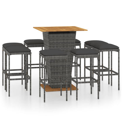 vidaXL Patio Bar Set Seating 3/5/9 Piece Black/Gray 23.6"/31.5" Table Length-11
