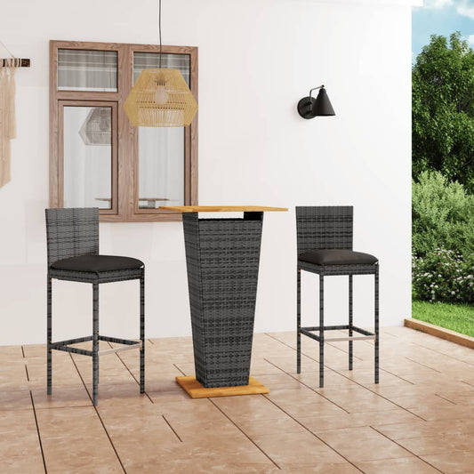 vidaXL Patio Bar Set Seating 3/5/9 Piece Black/Gray 23.6"/31.5" Table Length-10