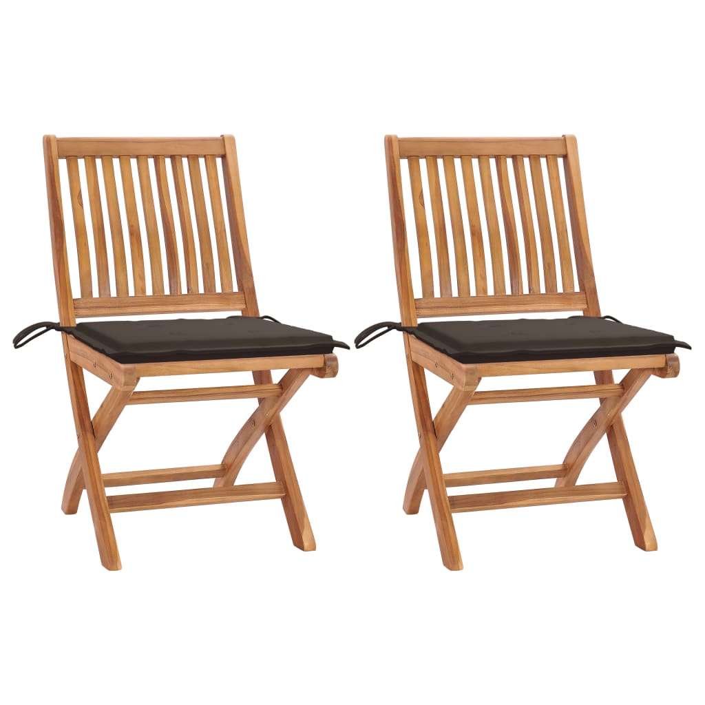 vidaXL Patio Chairs 2 pcs with Anthracite Cushions Solid Teak Wood-1
