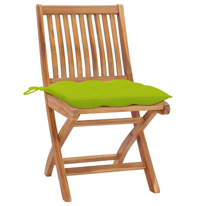 vidaXL Patio Chairs 2 pcs with Bright Green Cushions Solid Teak Wood-0