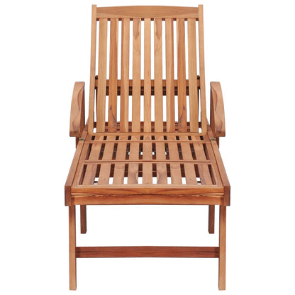 vidaXL Sun Lounger with Taupe Cushion Solid Teak Wood-3