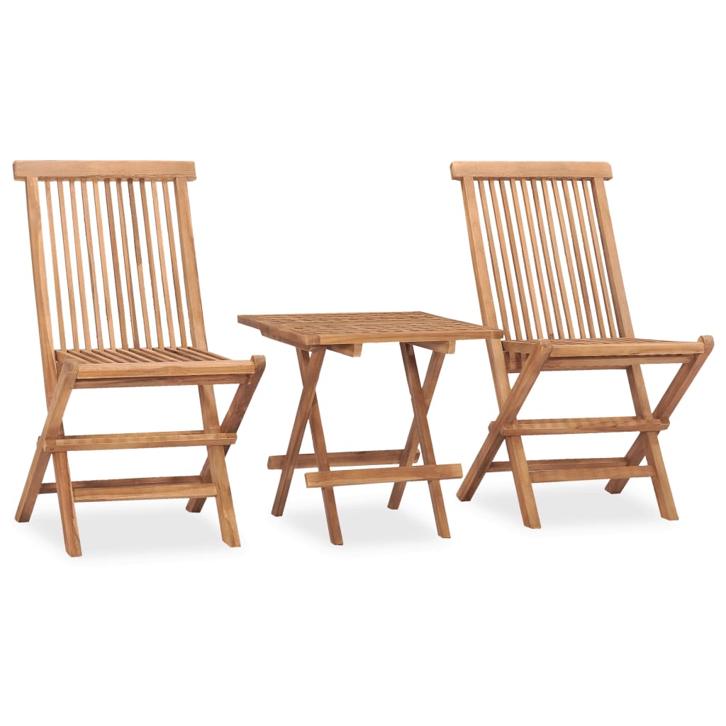 vidaXL Folding Patio Dining Set with Cushion Furniture 3 Piece Solid Teak Wood-3