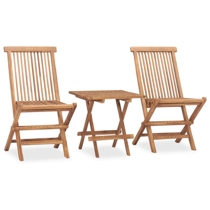 vidaXL Folding Patio Dining Set with Cushion Furniture 3 Piece Solid Teak Wood-3