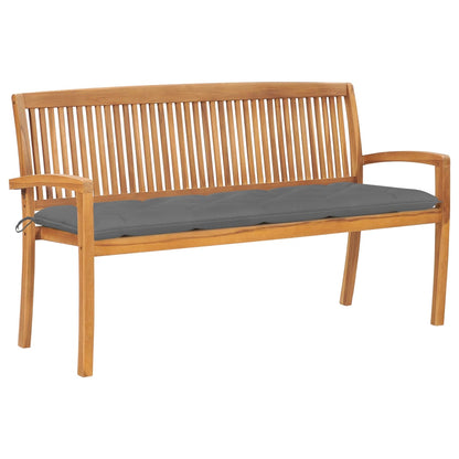 vidaXL Outdoor Patio Bench Stacking Patio Bench with Cushion Solid Wood Teak-14