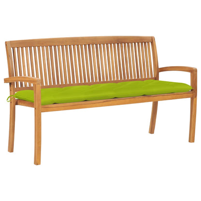 vidaXL Outdoor Patio Bench Stacking Patio Bench with Cushion Solid Wood Teak-25