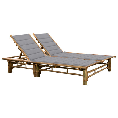 vidaXL 2-Person Sun Lounger with Cushions Bamboo Outdoor Daybed Multi Colors-0