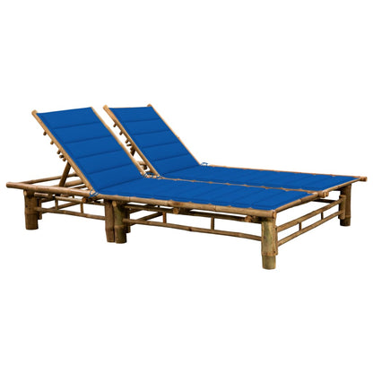 vidaXL 2-Person Sun Lounger with Cushions Bamboo Outdoor Daybed Multi Colors-1