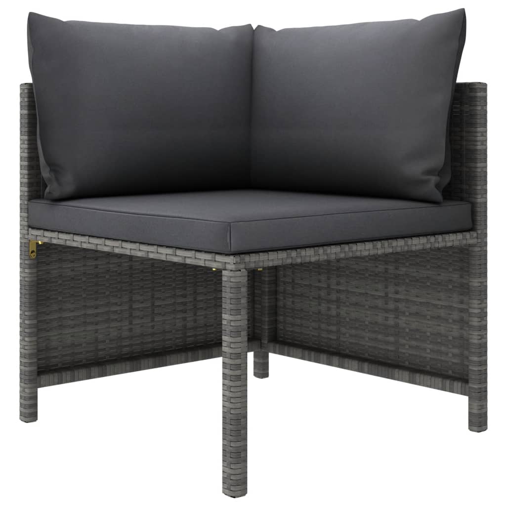 vidaXL 9 Piece Patio Lounge Set with Cushions Poly Rattan Gray-3