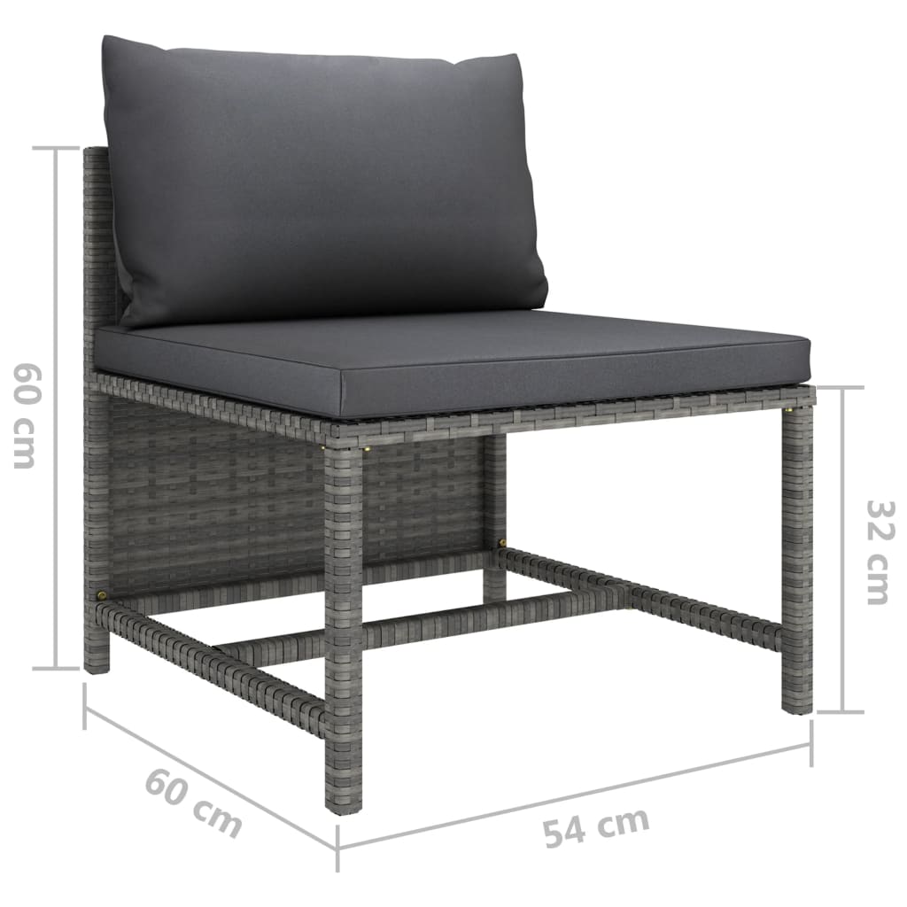 vidaXL 9 Piece Patio Lounge Set with Cushions Poly Rattan Gray-1