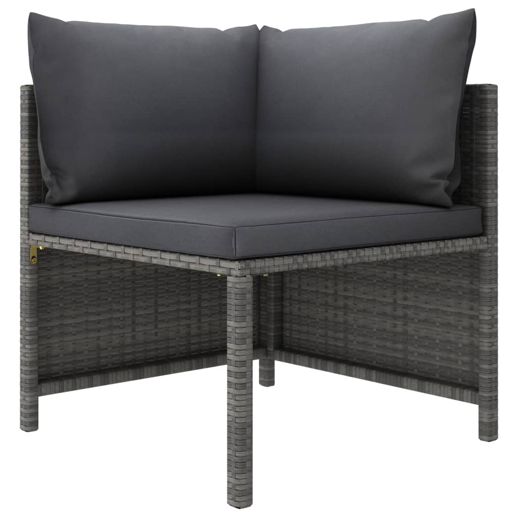 vidaXL 8 Piece Patio Lounge Set with Cushions Poly Rattan Gray-3