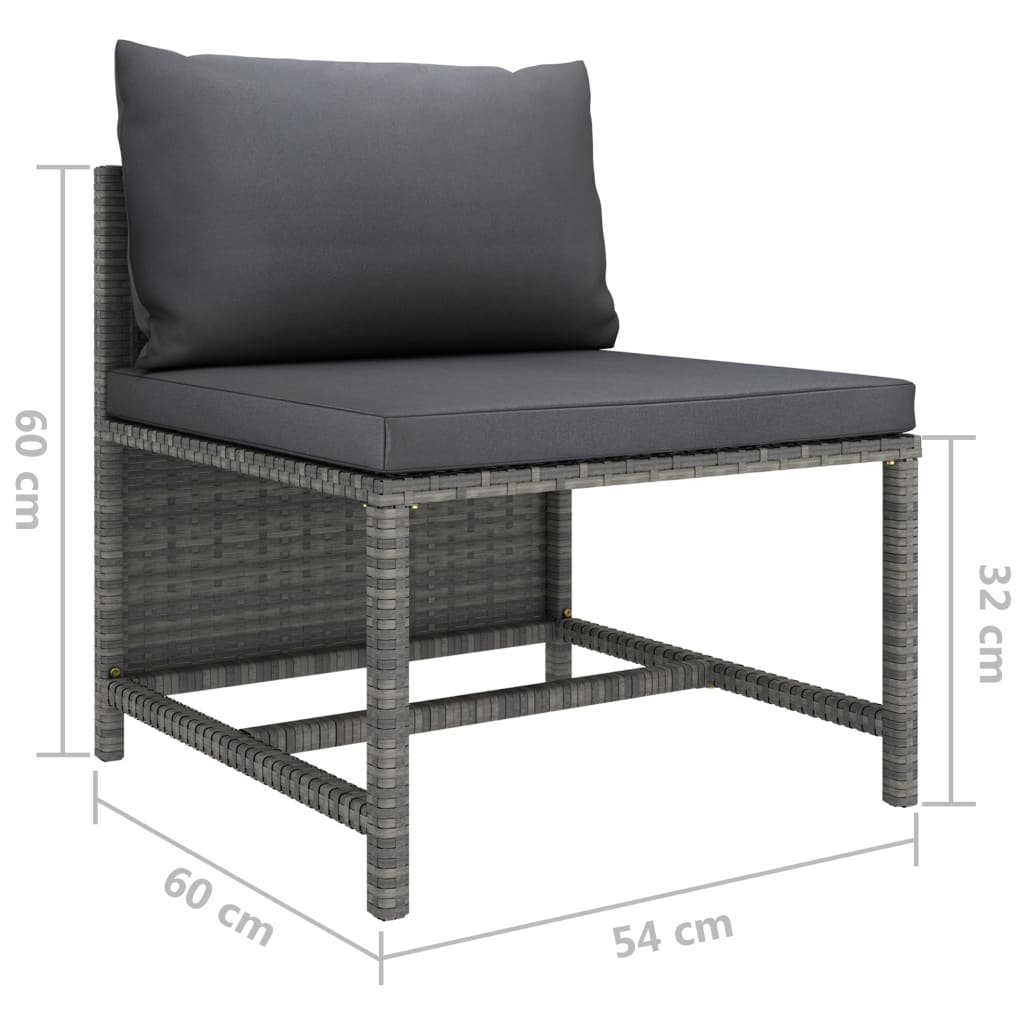 vidaXL 9 Piece Patio Lounge Set with Cushions Poly Rattan Gray-0