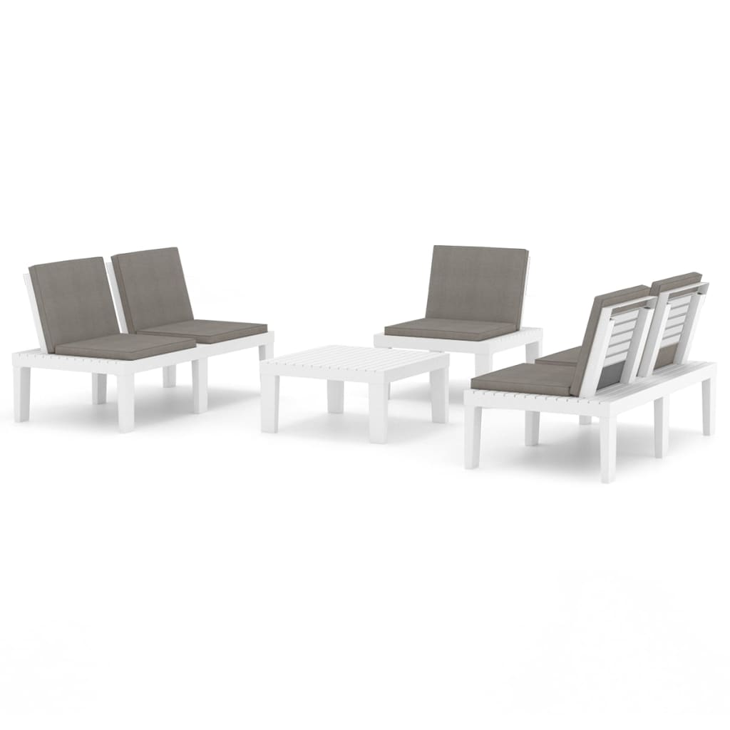 vidaXL Patio Furniture Set 4 Piece Patio Table and Bench with Cushions Plastic-1