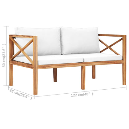 vidaXL Patio Garden Bench Loveseat with Cushions for Backyard Solid Wood Teak-4