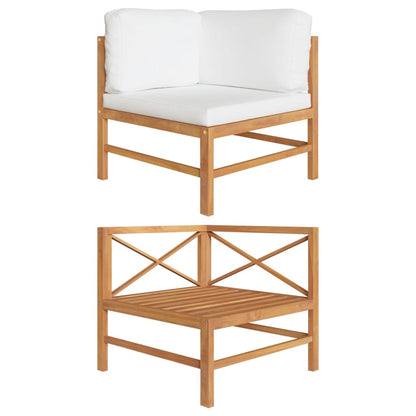 vidaXL Corner Sofa with Cream Cushions Solid Teak Wood-0