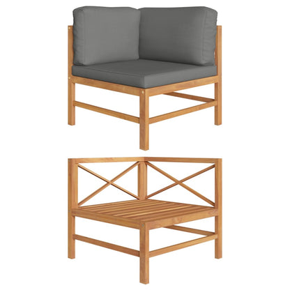 vidaXL Corner Sofa with Dark Gray Cushions Solid Teak Wood-0