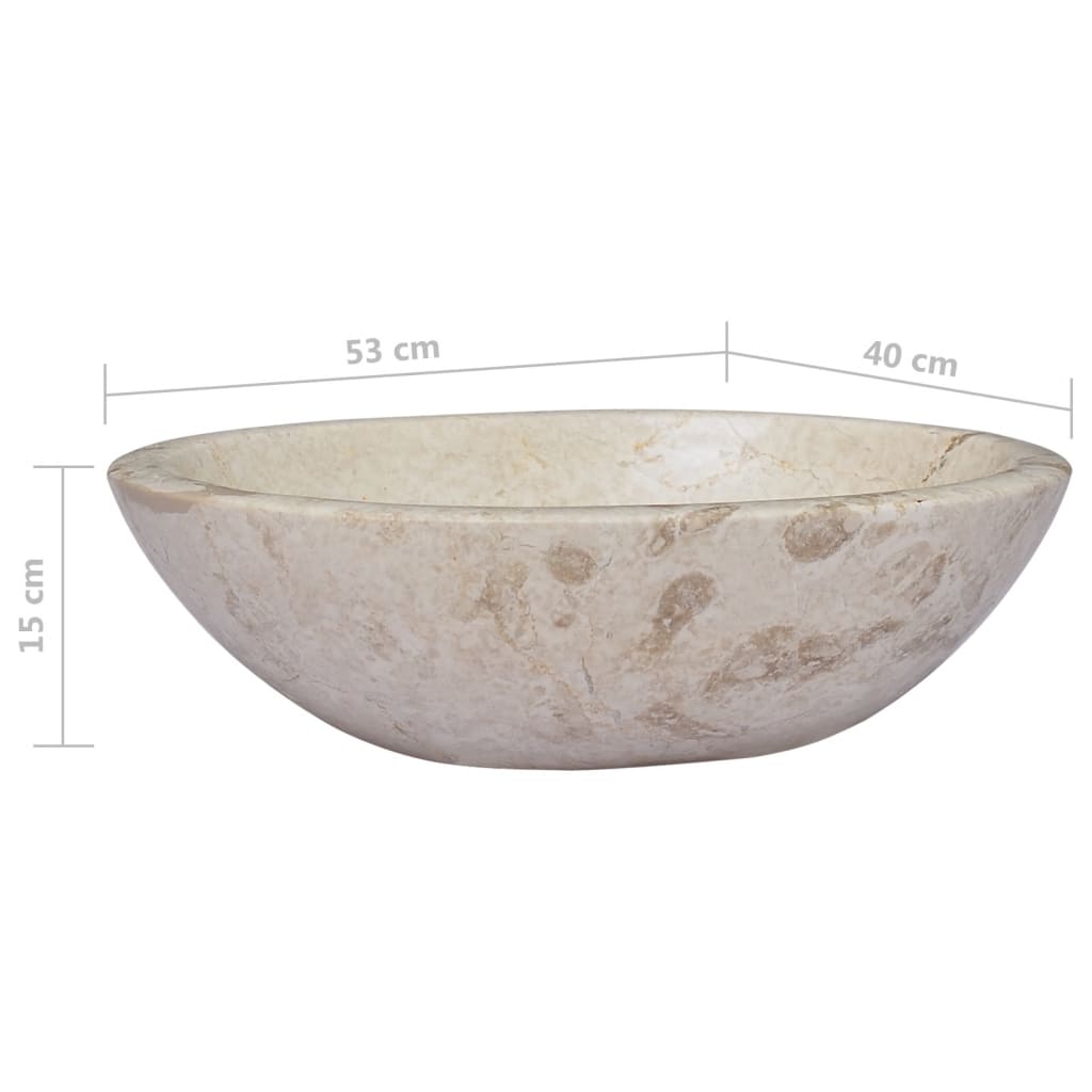 vidaXL Sink Above Counter Vanity Wash Basin Vessel Sink for Bathroom Marble-3