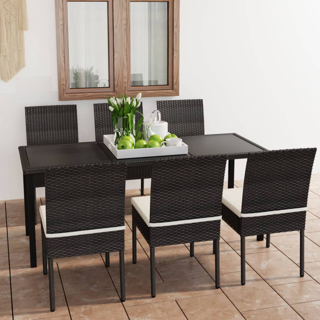 vidaXL Patio Dining Set Dining Table and Chairs Furniture Set Poly Rattan-5