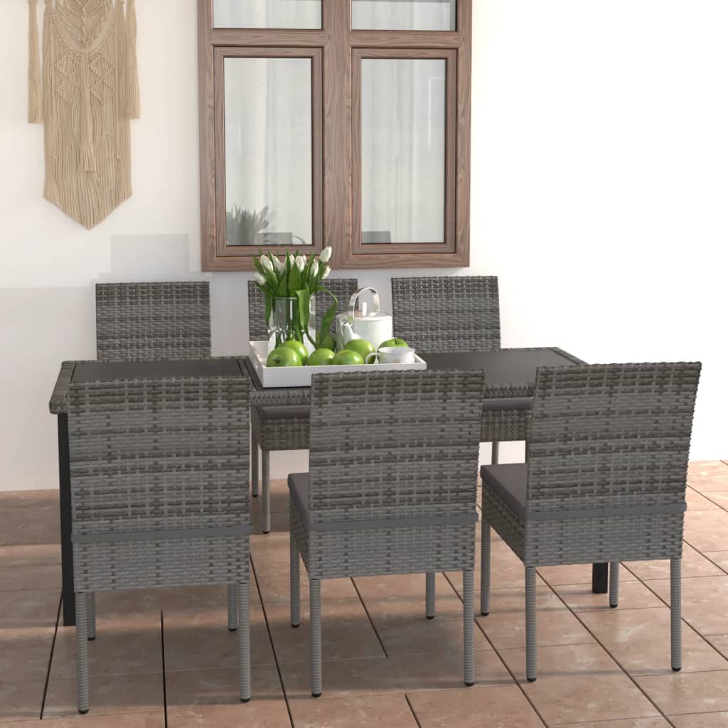 vidaXL Patio Dining Set Dining Table and Chairs Furniture Set Poly Rattan-7