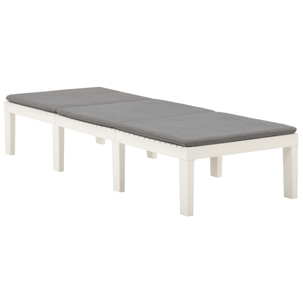 vidaXL Sun Lounger with Cushion Plastic White-1