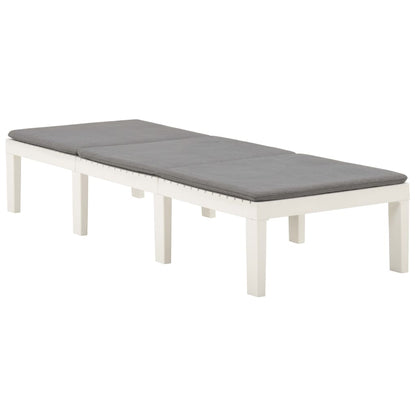 vidaXL Sun Lounger with Cushion Plastic White-1