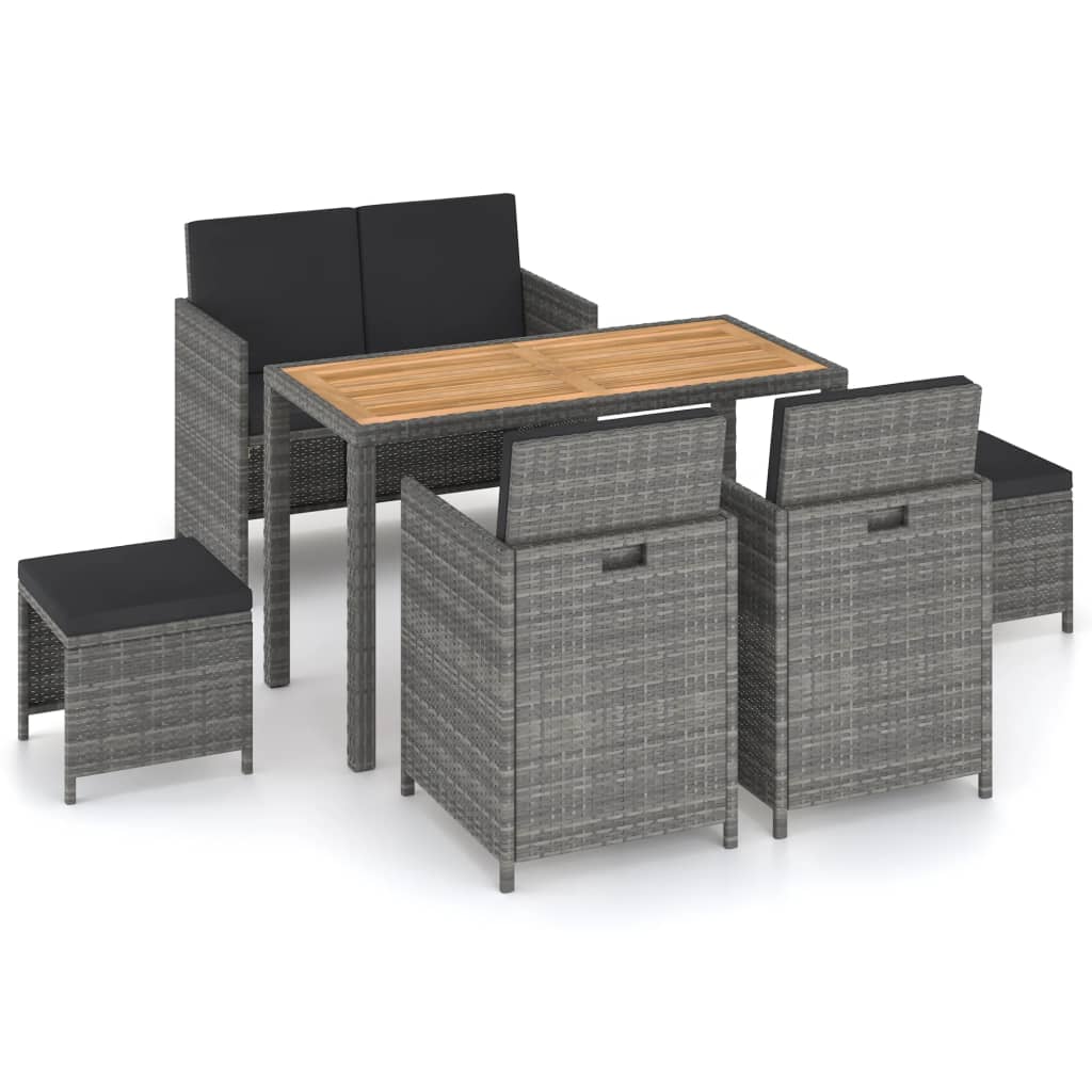 vidaXL Patio Dining Set Dining Table and Chairs Poly Rattan and Wood Black-1