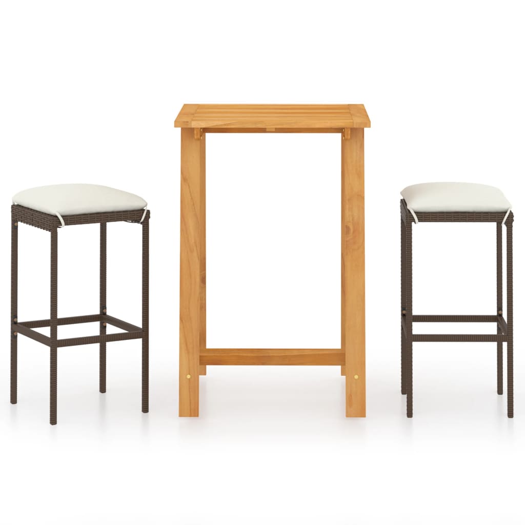 vidaXL Patio Bar Set Bar Table and Stools Patio Furniture Set with Cushions-0