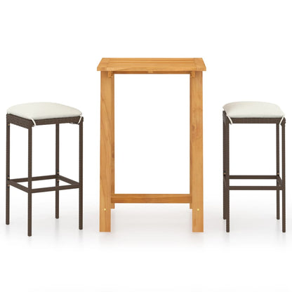 vidaXL Patio Bar Set Bar Table and Stools Patio Furniture Set with Cushions-0