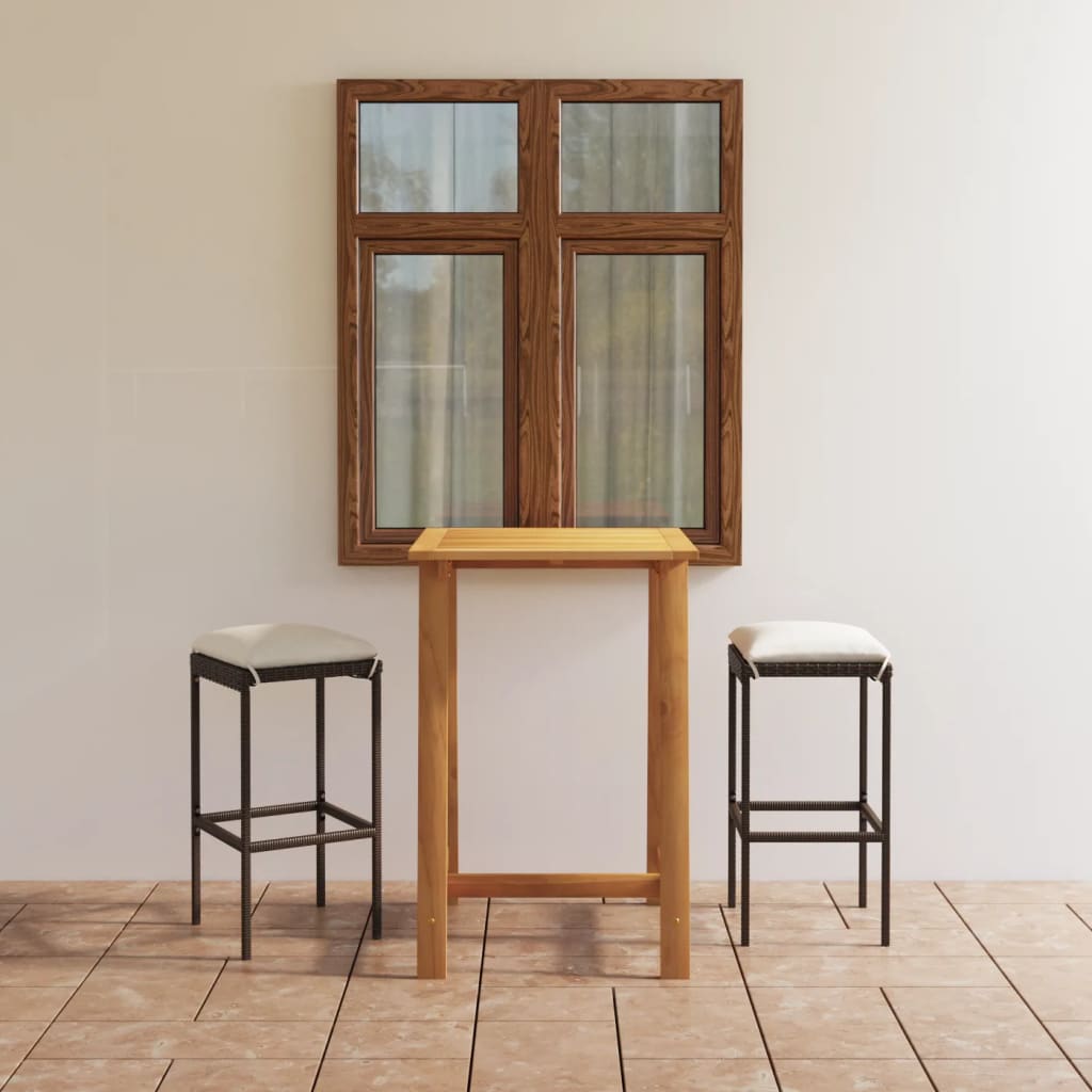 vidaXL Patio Bar Set Bar Table and Stools Patio Furniture Set with Cushions-7