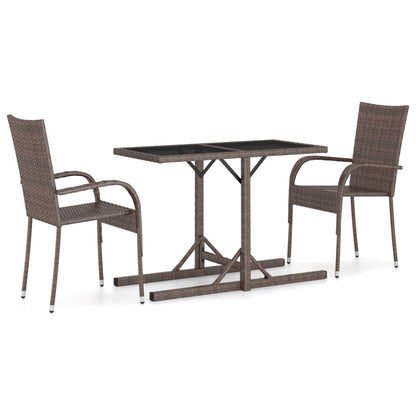 vidaXL Patio Dining Set 3 Piece Dining Table and Chairs Patio Conversation Set-2