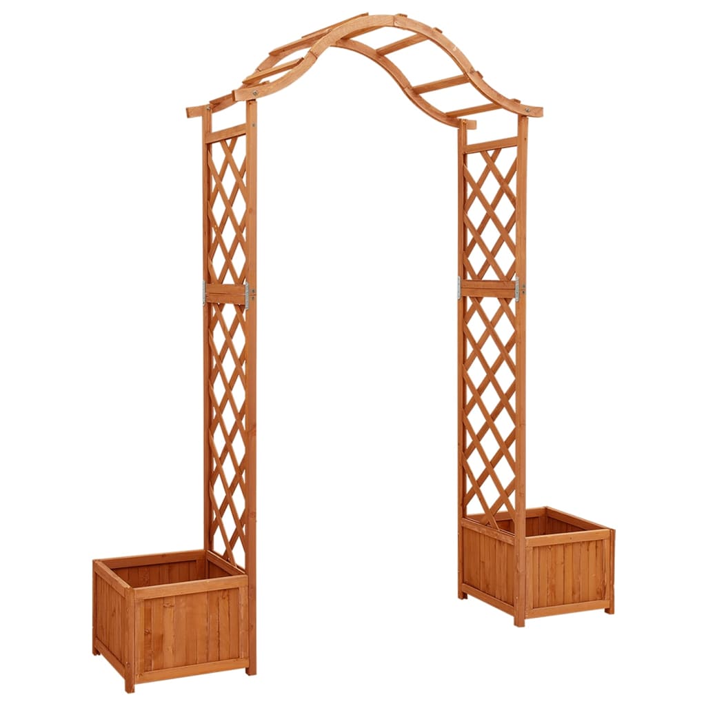 vidaXL Pergola Outdoor Garden Arch Pergola Trellis with Planter Solid Wood Fir-1