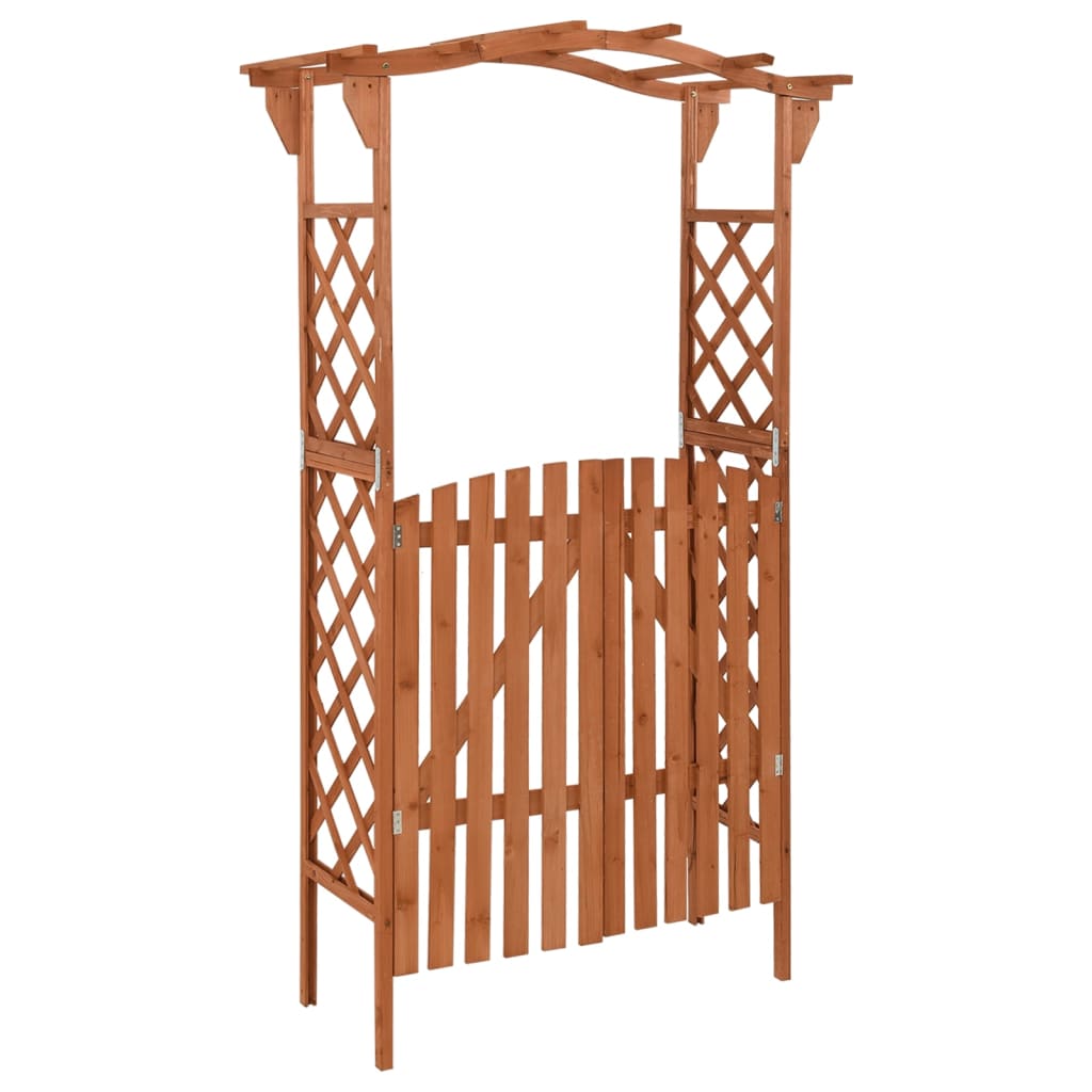 vidaXL Pergola Outdoor Pergola Garden Arch with Gate for Deck Solid Wood Fir-1