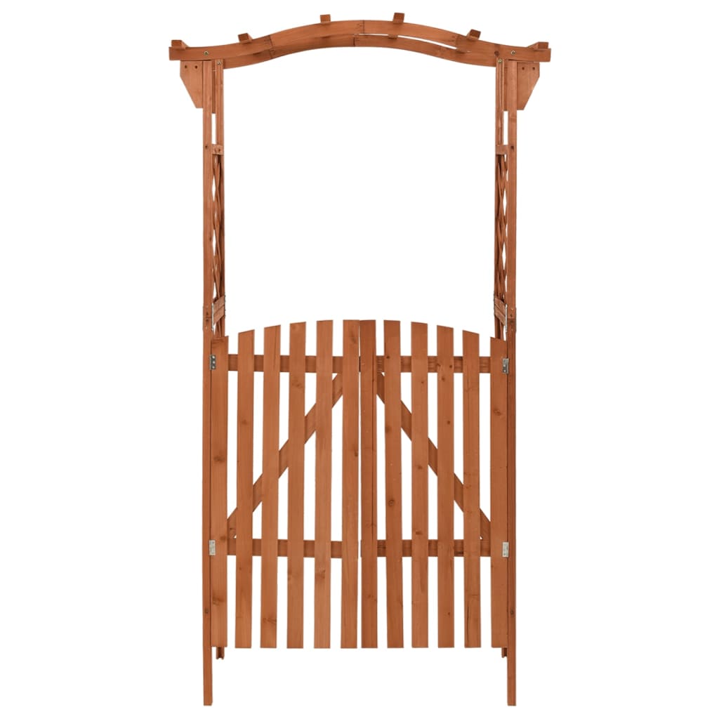 vidaXL Pergola Outdoor Pergola Garden Arch with Gate for Deck Solid Wood Fir-3