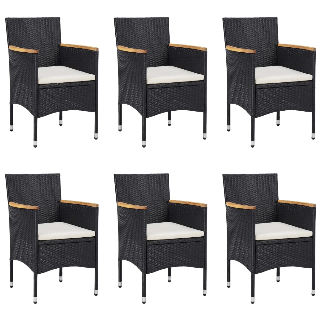 vidaXL Patio Dining Set 7 Piece Poly Rattan Outdoor Seat Furniture Black/Gray-2
