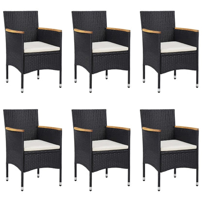 vidaXL Patio Dining Set 7 Piece Poly Rattan Outdoor Seat Furniture Black/Gray-2