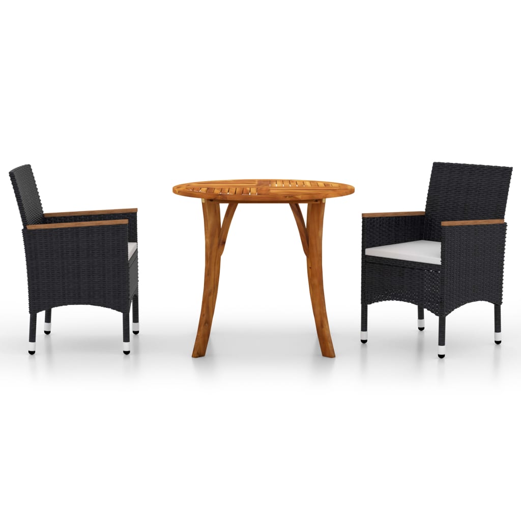 vidaXL Garden Dining Set 3 Piece Outdoor Patio Dinner Dinette Seat Black/Gray-4