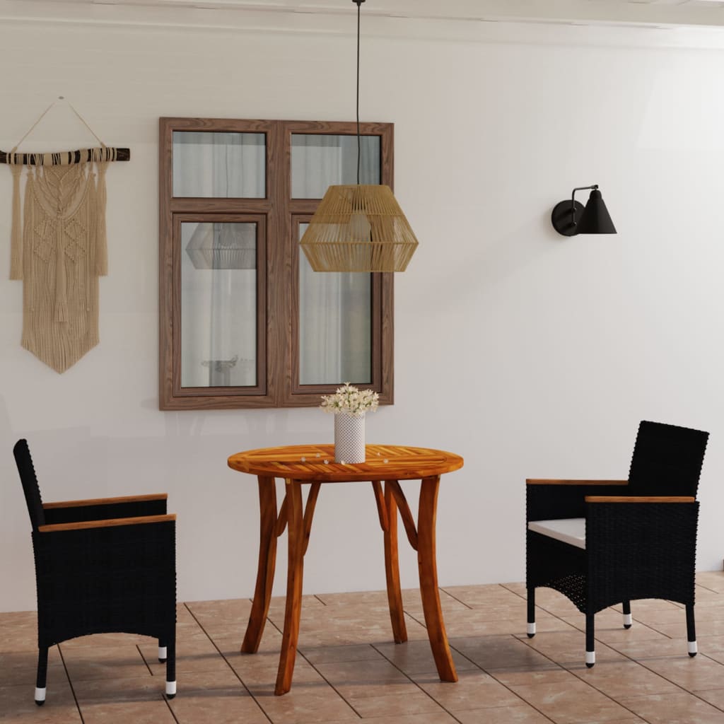 vidaXL Garden Dining Set 3 Piece Outdoor Patio Dinner Dinette Seat Black/Gray-5