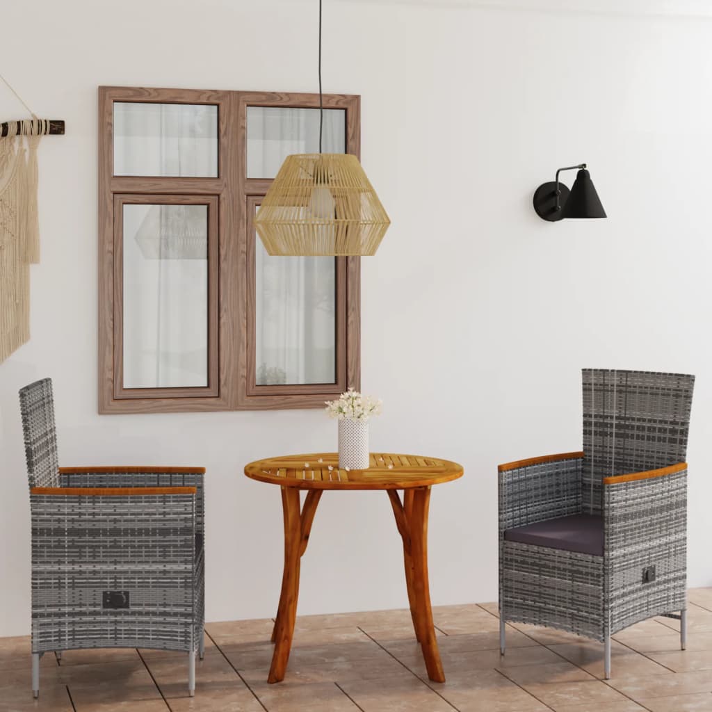 vidaXL Garden Dining Set Gray Patio Dinner Dinette Seat 33.5"/47,2" 3/5 Piece-9