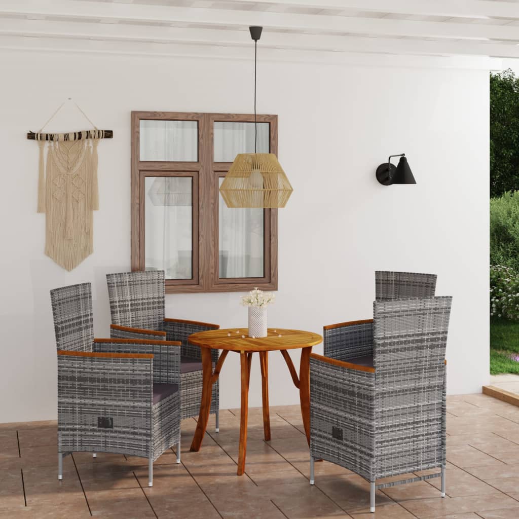 vidaXL Garden Dining Set Gray Patio Dinner Dinette Seat 33.5"/47,2" 3/5 Piece-8