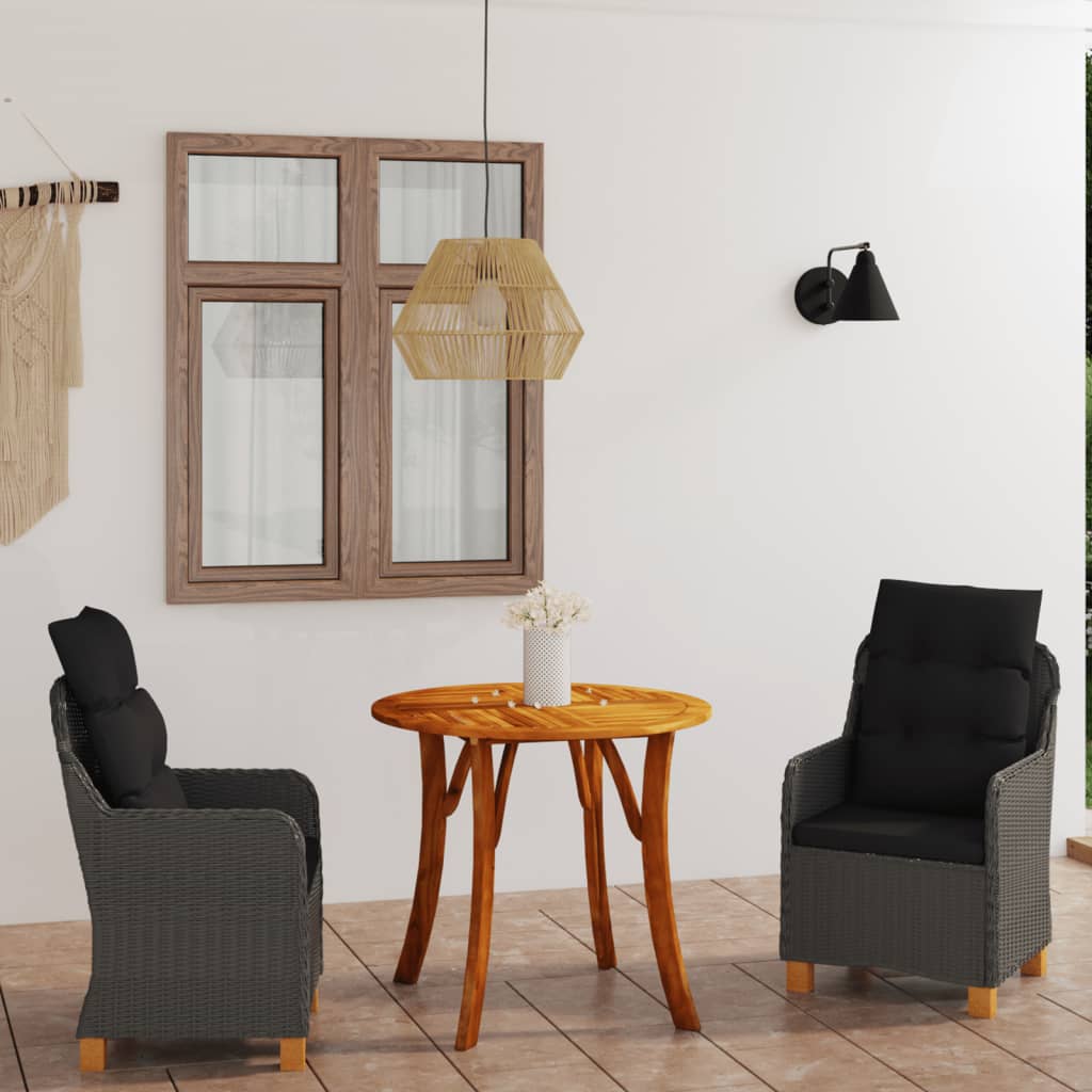 vidaXL Dining Set Outdoor Patio Dinner Dinette Dark Gray/Light Gray 3/5 Piece-5