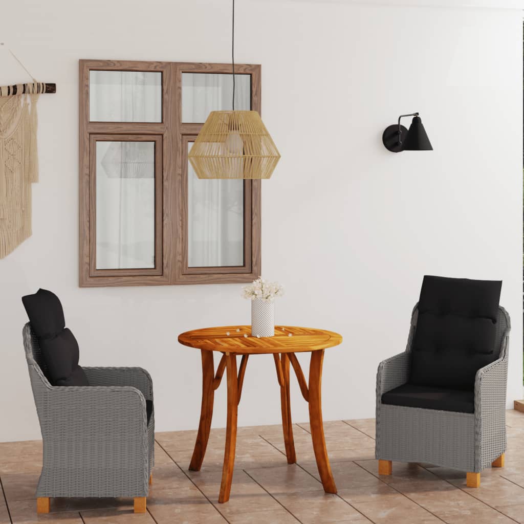 vidaXL Dining Set Outdoor Patio Dinner Dinette Dark Gray/Light Gray 3/5 Piece-6