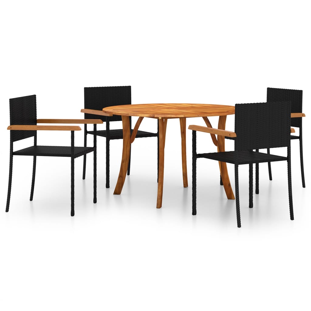 vidaXL 5 Piece Patio Dining Set Black-0