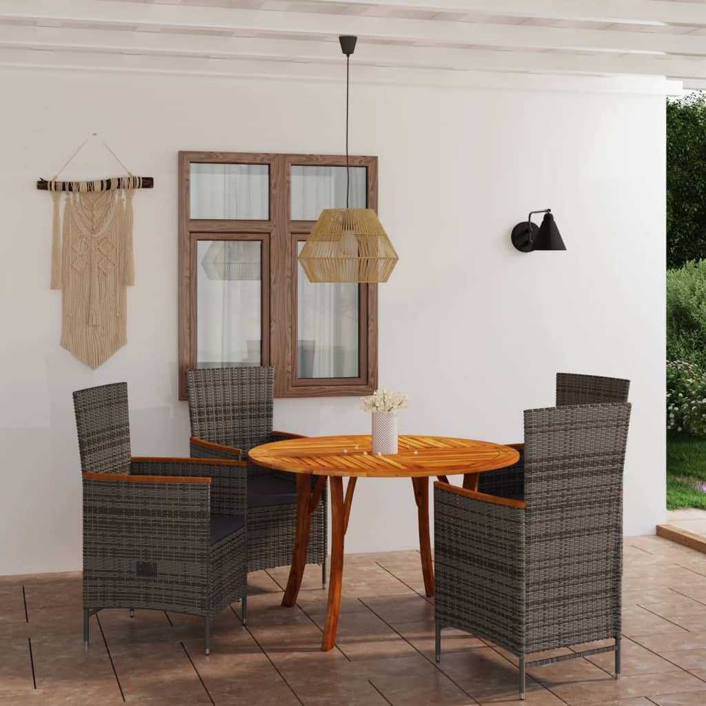 vidaXL Garden Dining Set Gray Patio Dinner Dinette Seat 33.5"/47,2" 3/5 Piece-3